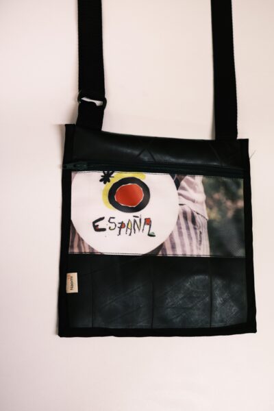 Tote Bag Made from Upcycled Banner and Bicycle Inner Tube